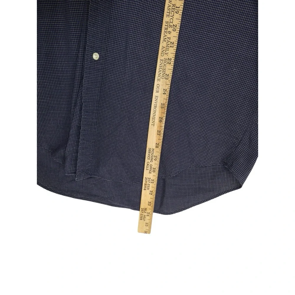 Ralph Lauren‎ Yarmouth Shirt Size 16 34/35 Navy Blue Check Long Sleeve Pony